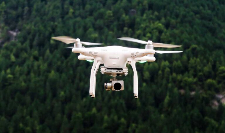 Photo of aerial drone over forest